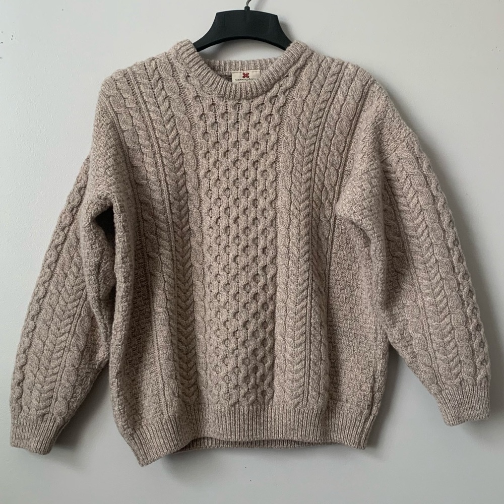Carraigdonn Ireland 100% Merino Wool Pullover Sweater Tan